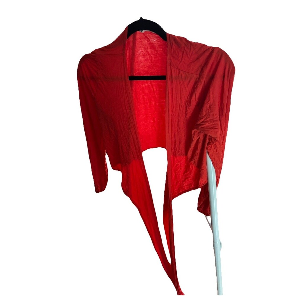 Audrey 3+1 Long Sleeve Crop Top Cardigan With Long Ties Red